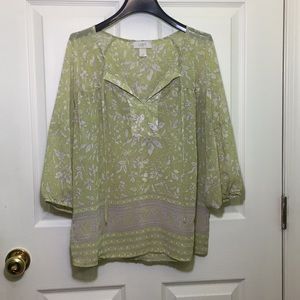 XS Loft Sheer Light Green Flower Blouse